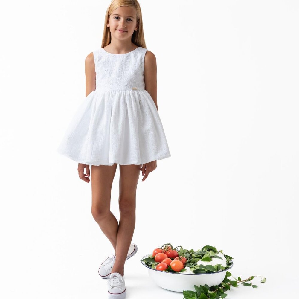 LITTLE GIRLS CLOTHES DRESSES RUFFLE SILGAR WHITE